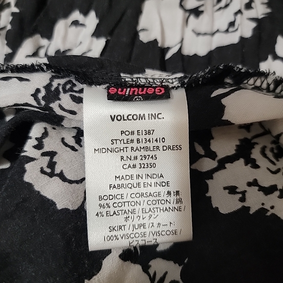 Volcom Women's Black And White Floral Dress Size XSmall - Picture 3 of 4